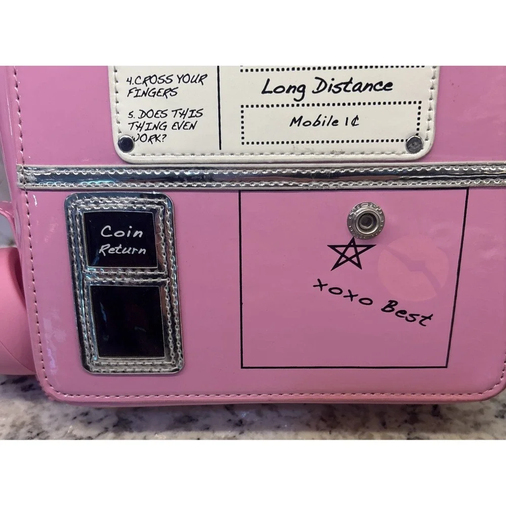 Women Rotary Telephone Shaped Handbag Purse Retro Look Pink Phone Shoulder Bags